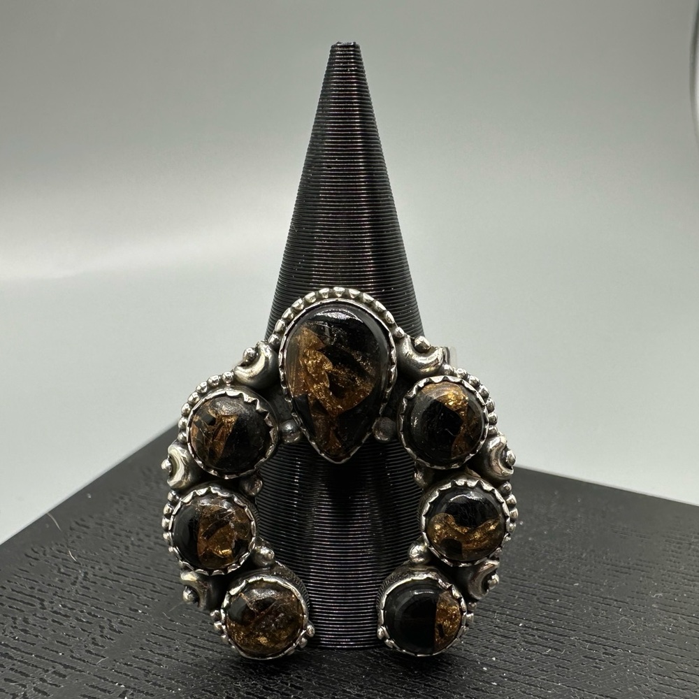 Black Stallion Turquoise Sterling Silver 925 Handmade Naja Ring Adjustable